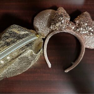 Sparkly Gold Pouch and Rose Gold Headband Set